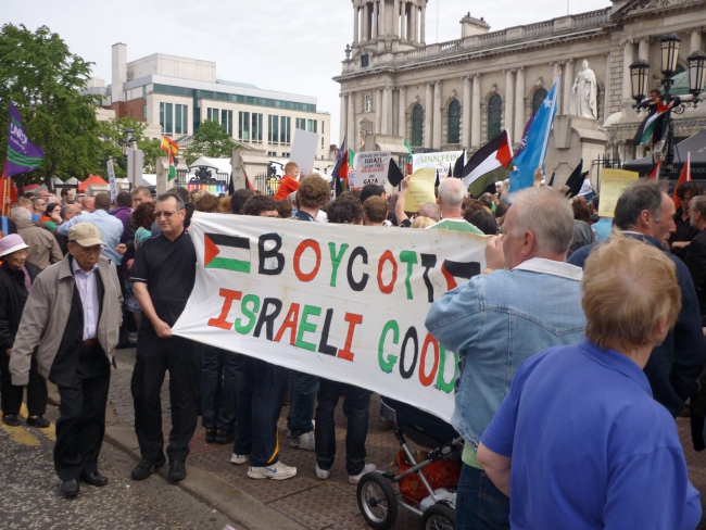 BDS-demonstratie in Belfast, Noord-Ierland (foto: WikiLaurent).