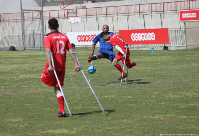April 2019: Voetbalkampioenschappen in Gaza voor mannen die door het Israëlische leger beschoten werden en daardoor een of meerdere ledematen kwijtraakten. ©Mohammed Asad Middle East Monitor