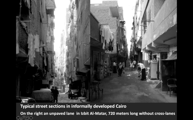 Typical street section in informally developed Cairo. Picture by Sonja Spruit